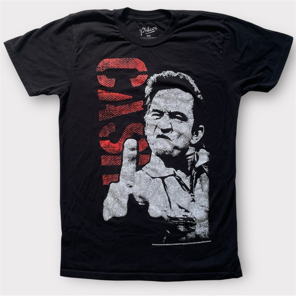 Johnny Cash T Shirt Size Small Black Middle Finger Graphic Band Tee Philcos 2012